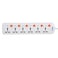 Geepas 6 Way Extension Board Vde Plug With Individually On/Off Switch- Power Extension Socket -Multi Plug Power Cable