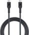 Powerology Type-C to Type-C Connector Cable Data Sync &amp; Fast Charge 100W PD Designed to WithStand Up To 15000+ Bands 1.2m/3.9ft - Black