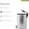 Royalford 7L Kitchen Pedal Trash Bin, Stainless Steel Rubbish Bin With Soft Close Lid, Foot Pedal, Flat Lid &amp; Strong Plastic Inner Bucket, Fingerprint Proof &amp; Rust Resistant  Odor Free &amp; Hygienic