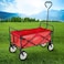 Folding Camping Cart Wagon - 4 Wheel Collapsible Beach Trolley, Portable Garden Camping Picnic &amp; DIY Waste Wagon Adjustable Rotary Handle - BLACK - RED - BLUE - GREEN (RED)