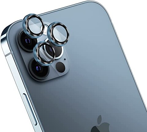 Moxedo Camera Lens Protector, 9H Tempered Glass, Aluminum Alloy Individual Ring Camera Cover Screen Protector Compatible for iPhone 12 Pro 6.7 inch (PACIFIC BLUE)