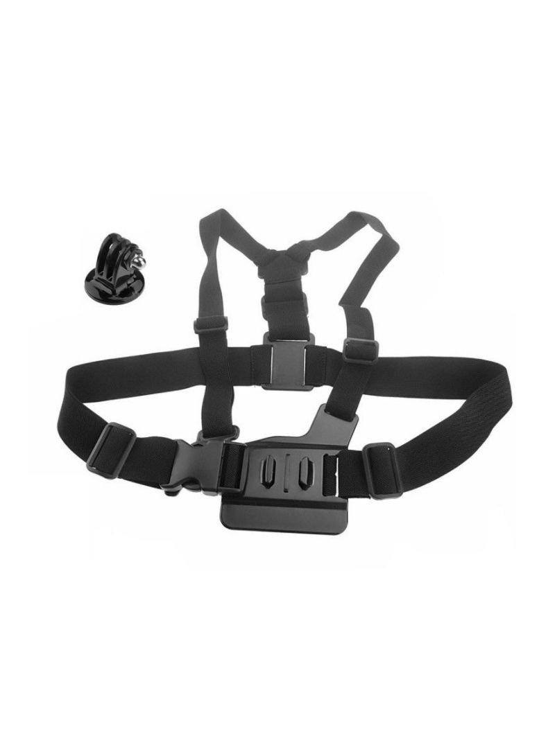 Sjcam - Adjustable Elastic Body Chest Strap Shoulder Belt And Tripod Base Mount For Sports Camera Black