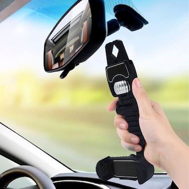 Rearview Mirror Mount Mobile Holder, NEW Car Multi-function Phone Holder Stand 360&deg; Rotation Black 1 PC - CJ-201
