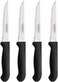 Tramontina Jumbo Steak Knives 4 Pcs Set Long Lasting Stainless Steel Serrated Blades And Polypropylene Handles Black