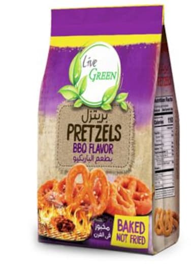 Live Green Pretzel with BBQ Flavour - 125 gm