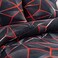 Luna Home King Size 6 Pieces, Black With Red Geometric Design Bedding Set