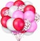 Party Time Pack of 50 12 inches Valentines Day Latex Balloons Set Red Pink White Balloons and Confetti Balloons Colorful Party Balloons for Valentines Day, Anniversary and Birthday Party Supplies
