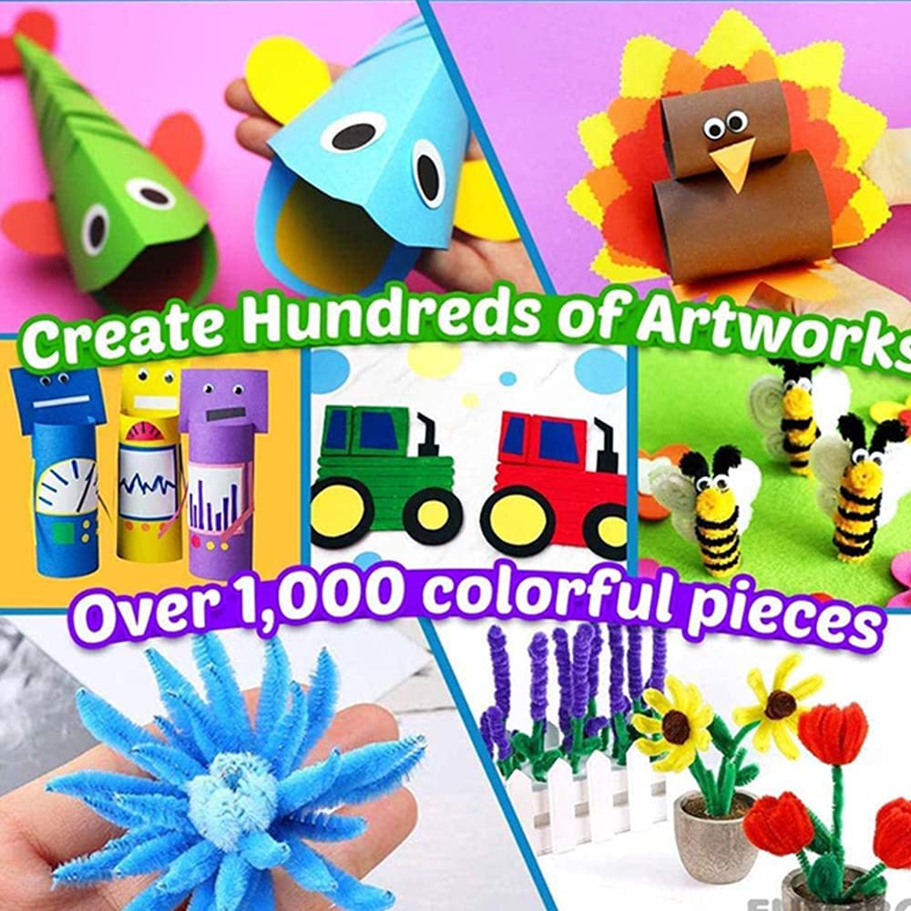 1000PCS Arts and Crafts Supplies for Kids Toddler DIY Art Craft Kits Crafting Materials Toys Set for School Home Projects Craft Supplies