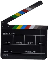 DMK Power Coopic Film Clapper Board Dry Erase Acrylic Slateboard Clapper For Directors Movie Scene Clapboard With Color Sticks 9.5X11.8&quot; Inch (Black)