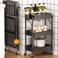 3 Tier Metal Utility Rolling Cart With Wheels Foldable Storage Cart for Classroom Office Bathroom Kitchen Black