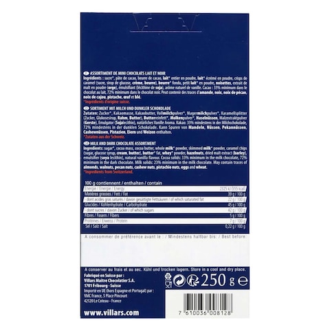 Villars Assorted Mini Milk And Dark Chocolate Bar 250g