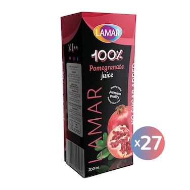 Buy Lamar Pomegranate Juice 100% 200 Ml x 27 Pieces Online