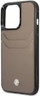 CG Mobile BMW Signature Collection Genuine Leather Case With Cardslot Embossed Pattern, Stylish, Slim-Fit, Anti-Scratch, Bumper Protection, Compatible With iPhone 14 - Taupe (Pro Max)