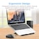 Promate Laptop Stand, Ergonomic Aluminum Multi-Level Notebook Stand up to 17 Inches with Anti-Slip Pads, Heat Dissipating and Foldable Design - DeskMate-5 Silver