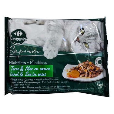 كارفور طعام قطط بأكياس 85 جرام × 4 قطع