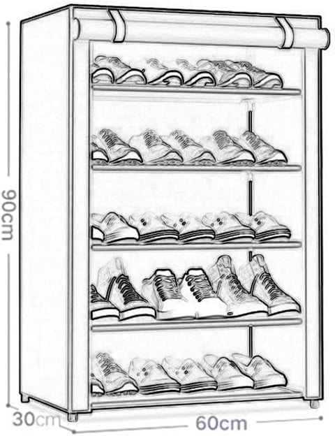 6-layer Non-woven Fabric shoe rack Easy assembly, large capacity, ideal for entrance use