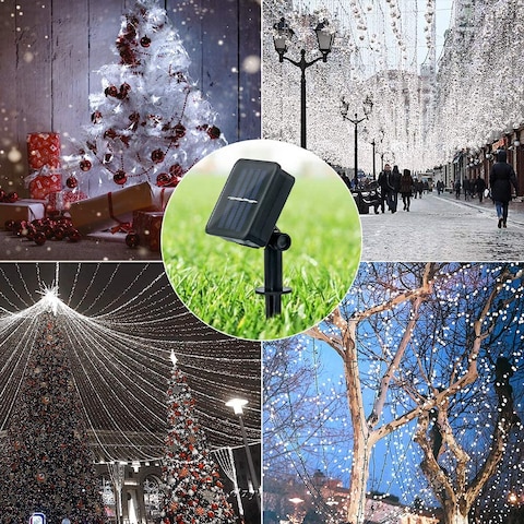 Solar String Lights 12M 100LED 8 Modes Solar Powered Lights for Home,Gardens, Patios,weddings and Parties (White)