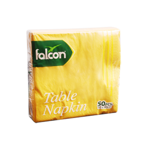 Falcon Paper Napkin Yellow Disposable 33 x 33 CM (1 Pack x 50 Sheets)