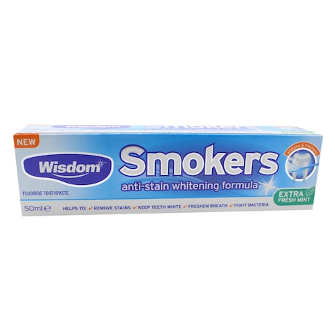Wisdom Smokers Anti-Stain Whitening Formula Extra Fresh Mint Toothpaste 50ml