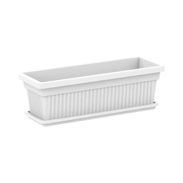 Cosmoplast Rectangular Planter With Tray White 76cm