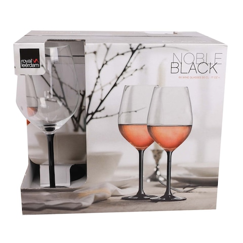 Royal Leerdam Noble 50 cl Glass Set - 6 Cups - Black 