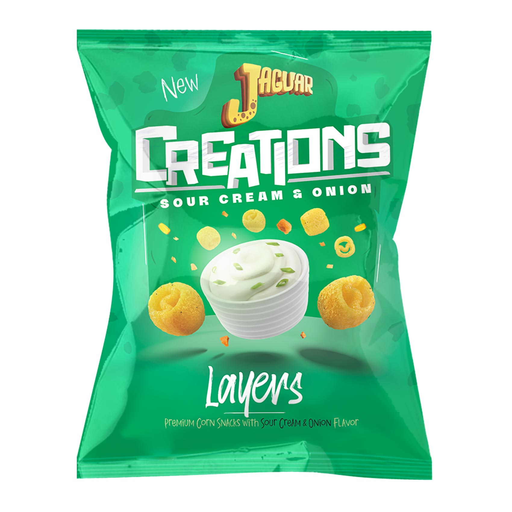 Jaguar Creations Corn Layers Snacks - 52g - Sour Cream and Onion