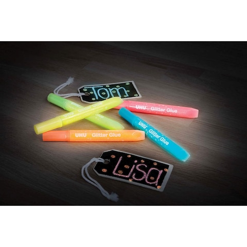 UHU Glow in The Dark Glitter Glue Pen Multicolour 10ml 5 PCS