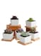 Generic 6 Pcs Geometric Succulent Planter, Set Of 6 White Ceramic Succulent Cactus Square Planter Pots With Bamboo Tray(Plants Not Included)