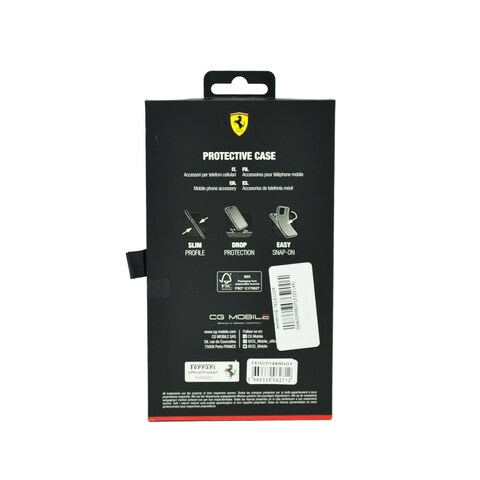 Ferrari Pu Leather Perforated Case With Nylon Base &amp; Yellow Shield Logo For Iphone 14 Pro Max Yellow