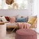 In House Round Decorative Linen Bean Bag - 90x25 cm - Dark Pink
