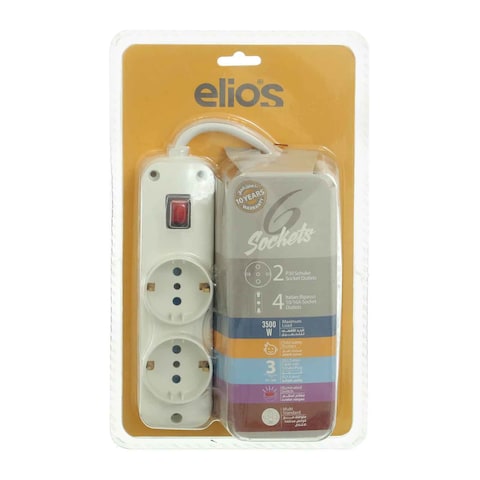 Elios Compact Multi Sockets - 6 Outlets - White