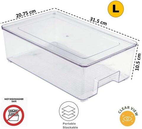 Atraux Large Clear Plastic Stackable Organizers With Lid (Pack of 4)