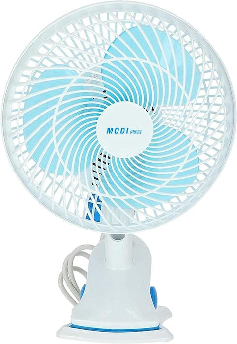 MODI 180&deg; Mini Clip Fan - 6 Inch   Desktop Portable Small Electric Fan White   Two Pin Plug Wire Small Fan for Home, Office