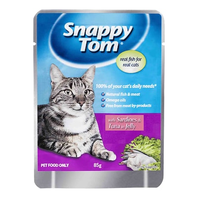 Snappy Tom Real Fish And Grain Free Sardines And Chicken In Jelly Cat Food 85g