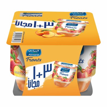 زبادي المراعي تريتس بالخوخ، 105 جم - 3+1 عبوة