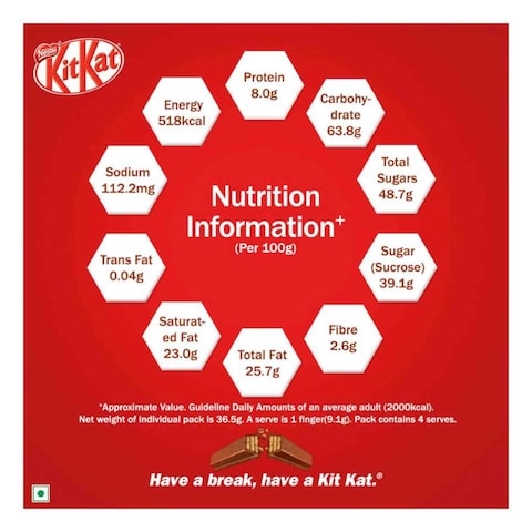 Nestle Kitkat 4 Finger Milk And Cocoa Plan Chocolate Bar 41. 5G