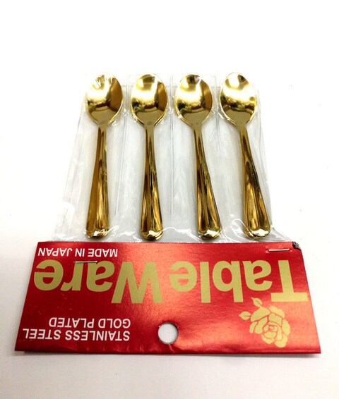 Generic 12-Piece Gold Plated Tea Spoon Set Gold 10 cm - Japan