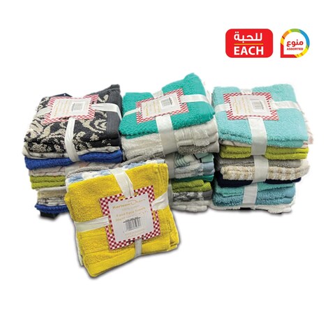 Face towels 30x30 100% cotton x6 assorted