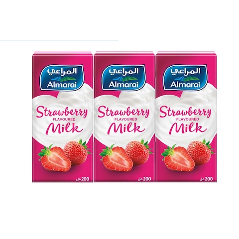 Almarai UHT Strawberry Flavoured Milk 200ml Pack of 6