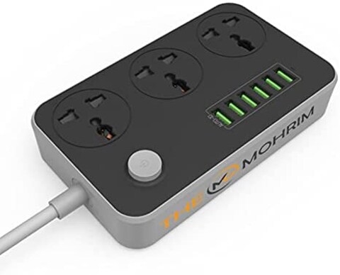 The Mohrim 6 USB Port 3.4A Max 2500W 10A 2M Extension 3 Power Socket