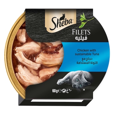 Sheba Filets Chicken With Sustainable Tuna Wet Cat Food 60g