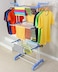Three Tier Movable Foldable Steel Cloth Drying Stand with Wheels Laundry Rack Stand