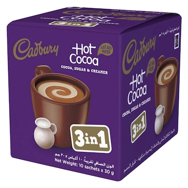 Cadbury 3-In-1 Hot Cocoa Powder 30g Pack of 10
