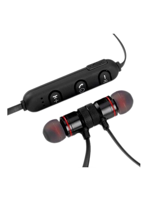 Generic Wireless In-Ear Neckband Headset With Microphone Black