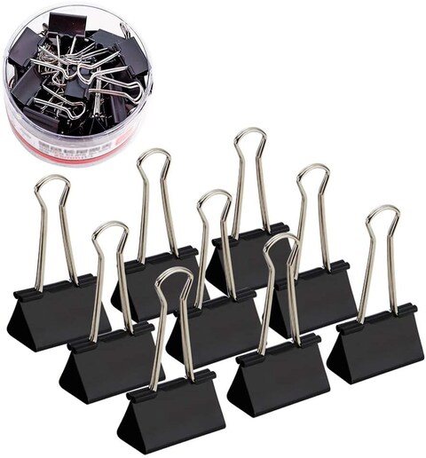 Aiwanto Medium Binder Paper Clips Clip for Photos Pictures, Office Home Kitchen (Black - 32 mm, 24Pcs)