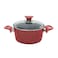 In House 13 Pieces Turkish Granite Cookware Set With Pyrex Lid - Red