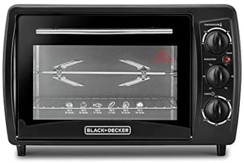 Black &amp; Decker 19L Double Glass Multifunction Toaster Oven With Rotisserie For Toasting/ Baking/ Broiling, Black - Tro19Rdg-B5, 2 Years Warranty