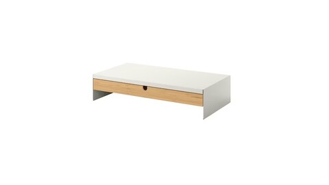 Monitor stand with drawer, white