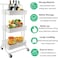 Storage Trolley Cart 3 Tier Metal Rolling Utility Organizer Rack with Handle  for  Bathroom Kitchen Kids&rsquo; Room Laundry Room,White