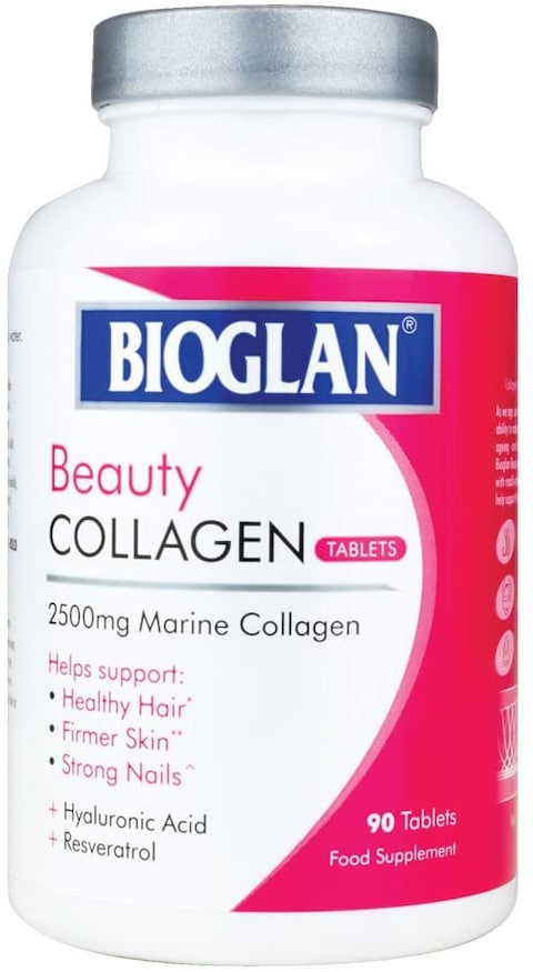 Bioglan Collagen Tablets, 2500Mg, Hydrolysed Marine Collagen  Hyaluronic Acid, Resveratrol, Biotin, Selenium &amp; Vitamin C, 90 Tablets